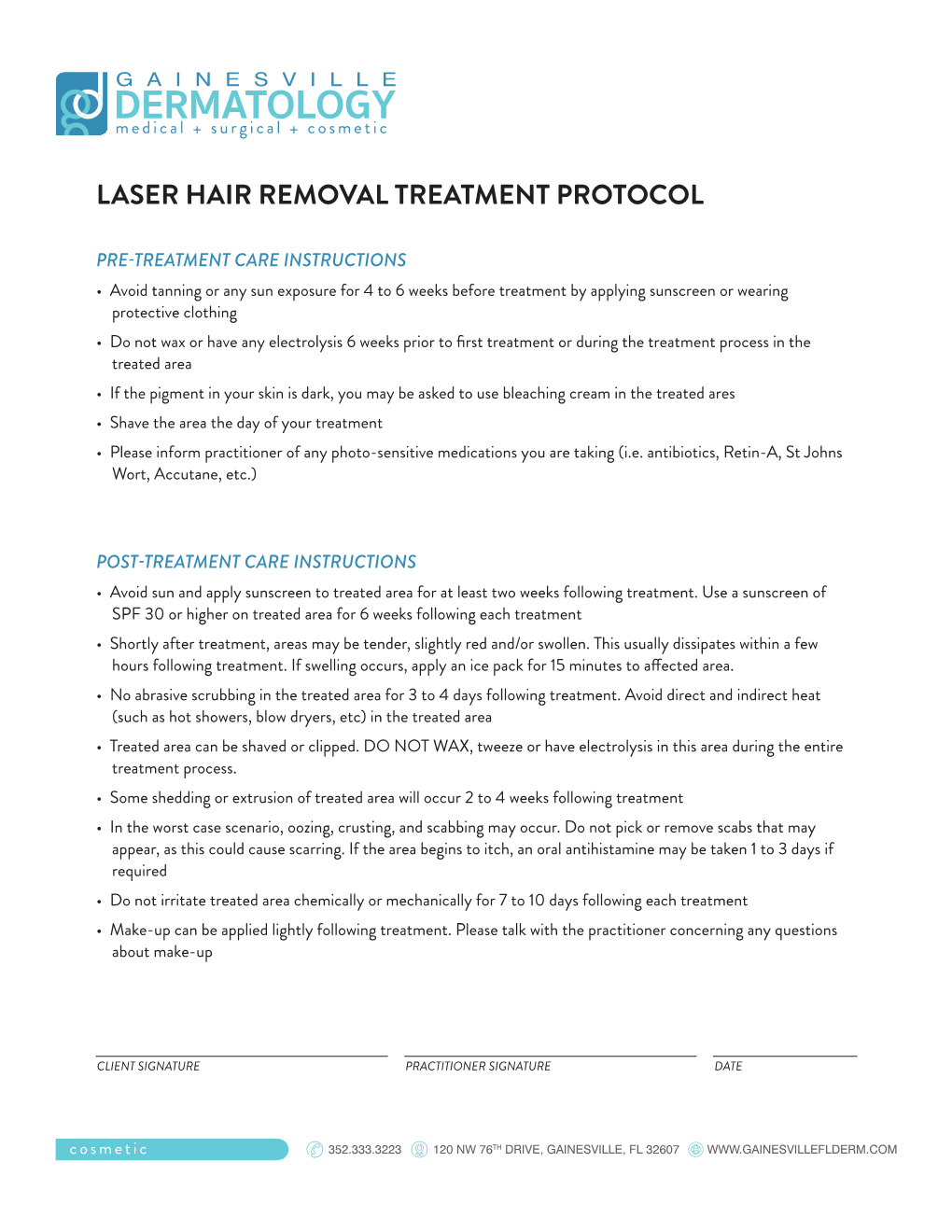 Laser Hair Removal Treatment Protocol