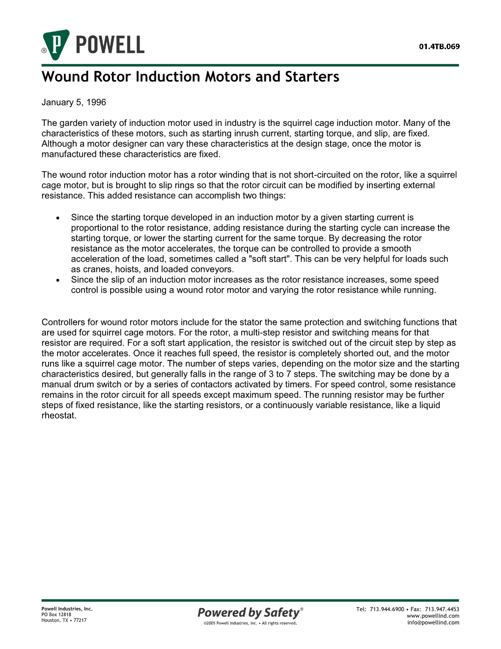 01.4TB.069 Wound Rotor Induction Motors and Starters