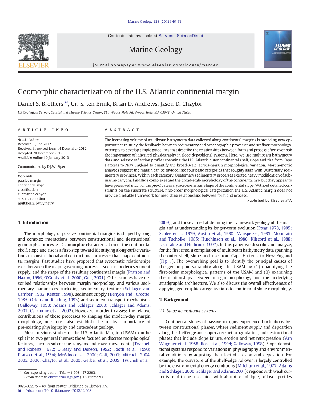 Geomorphic Characterization of the U.S. Atlantic Continental Margin