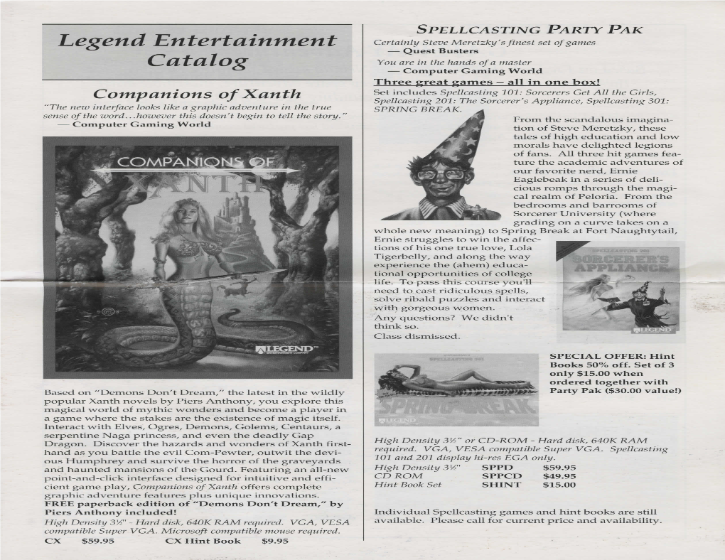 Legend Entertainment Catalog