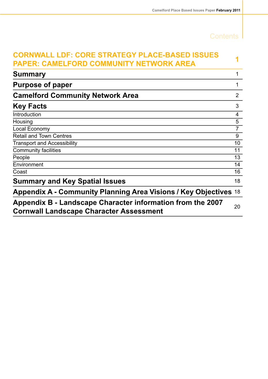 Camelford Place Based Issues Paper February 2011