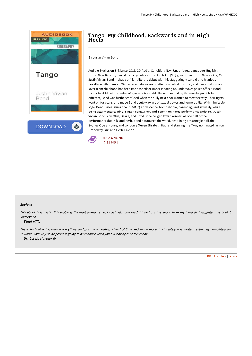 Tango: My Childhood, Backwards and in High Heels \\ Download