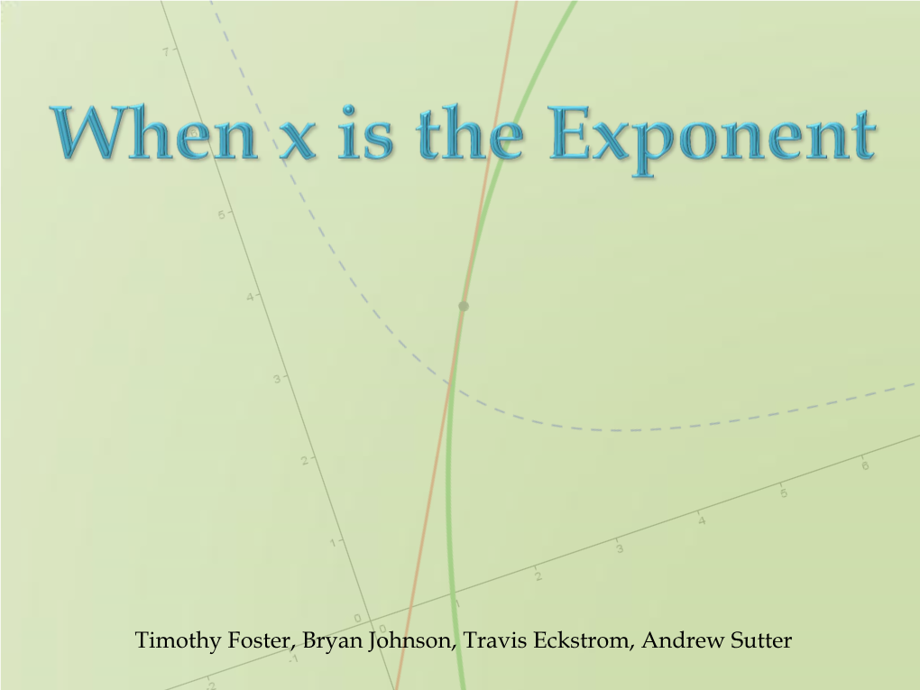 Timothy Foster, Bryan Johnson, Travis Eckstrom, Andrew Sutter • Indicated by the Function 푦 = 푓−1 푥 , Inversely Related to 푦 = 푓(푥)