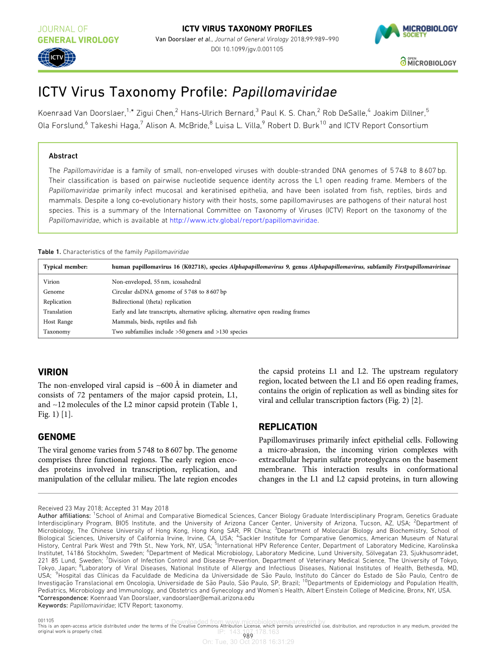 ICTV Virus Taxonomy Profile: Papillomaviridae