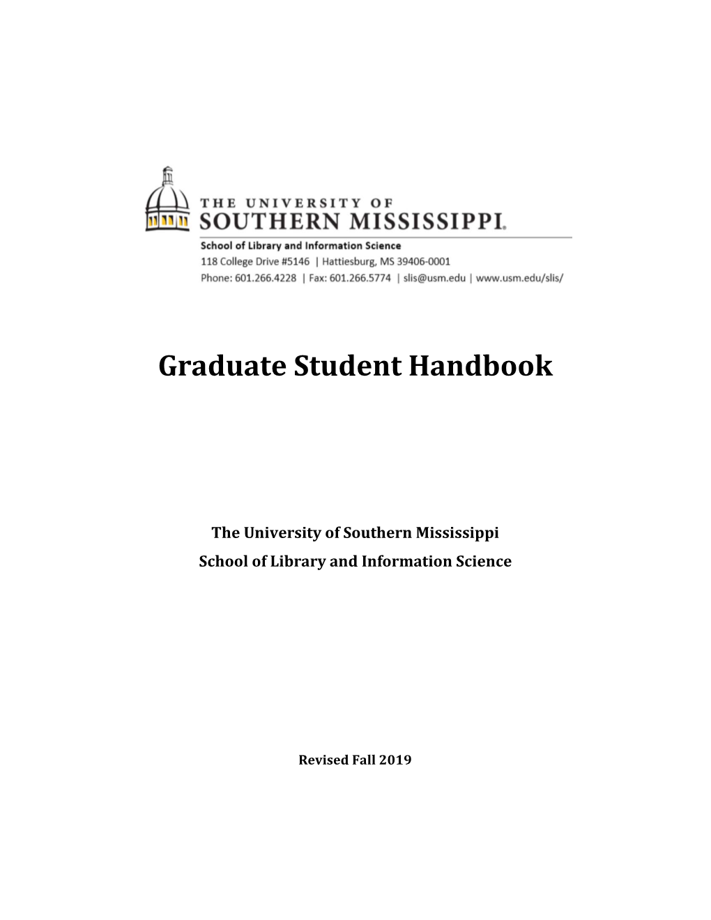 SLIS Graduate Student Handbook 2019-20