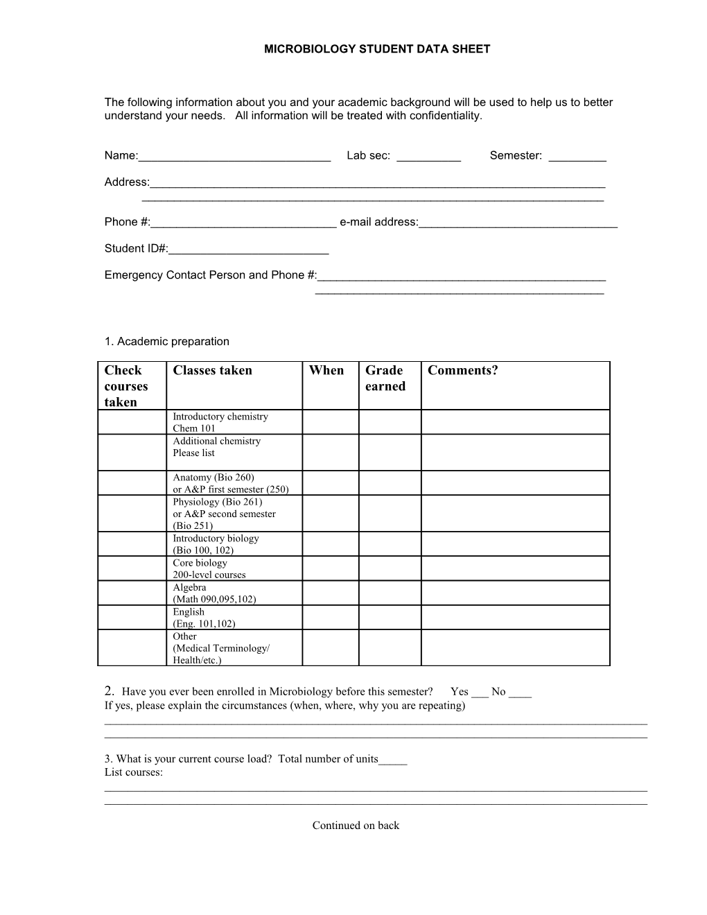 SBVC Biology 270: Microbiology Lab