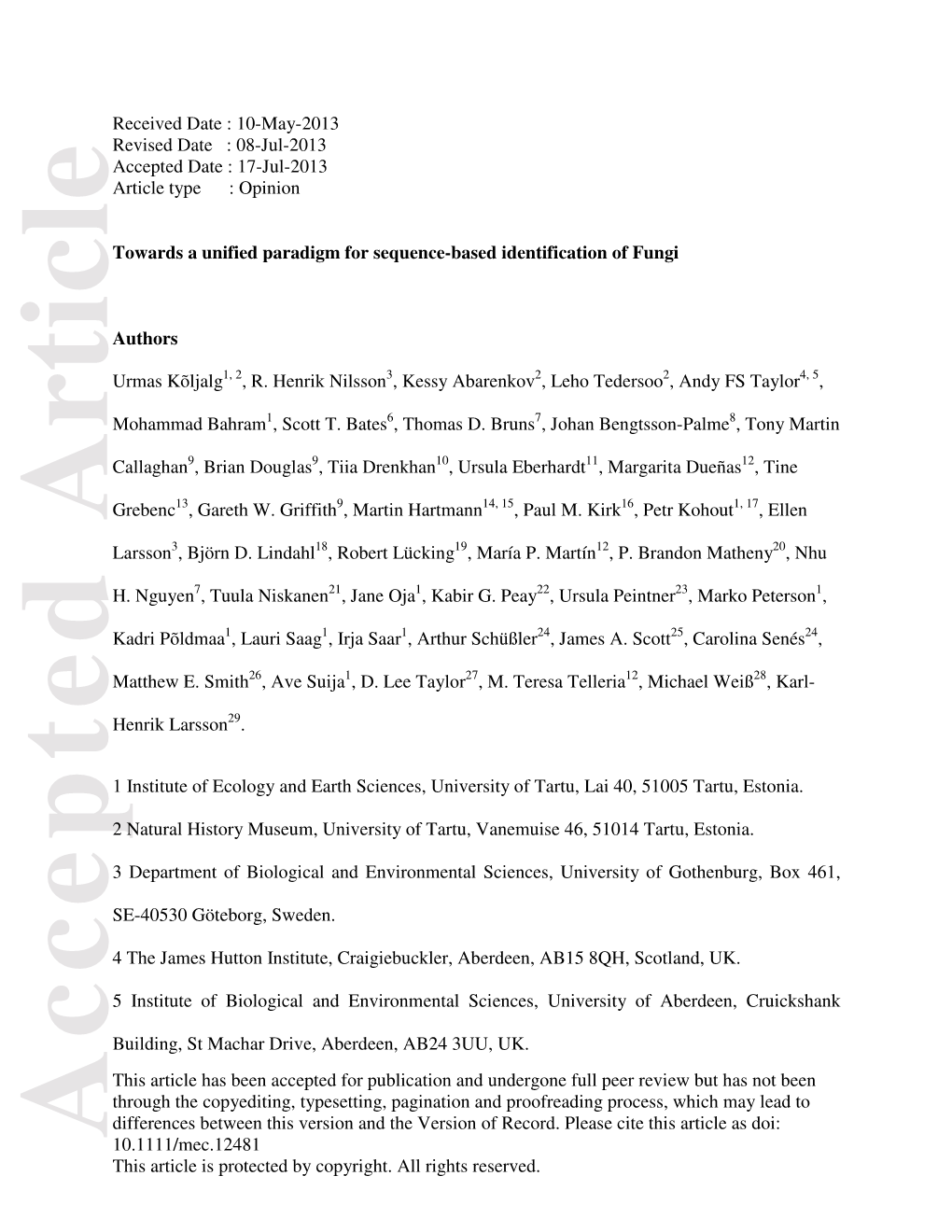 Towards a Unified Paradigm for Sequencebased Identification of Fungi