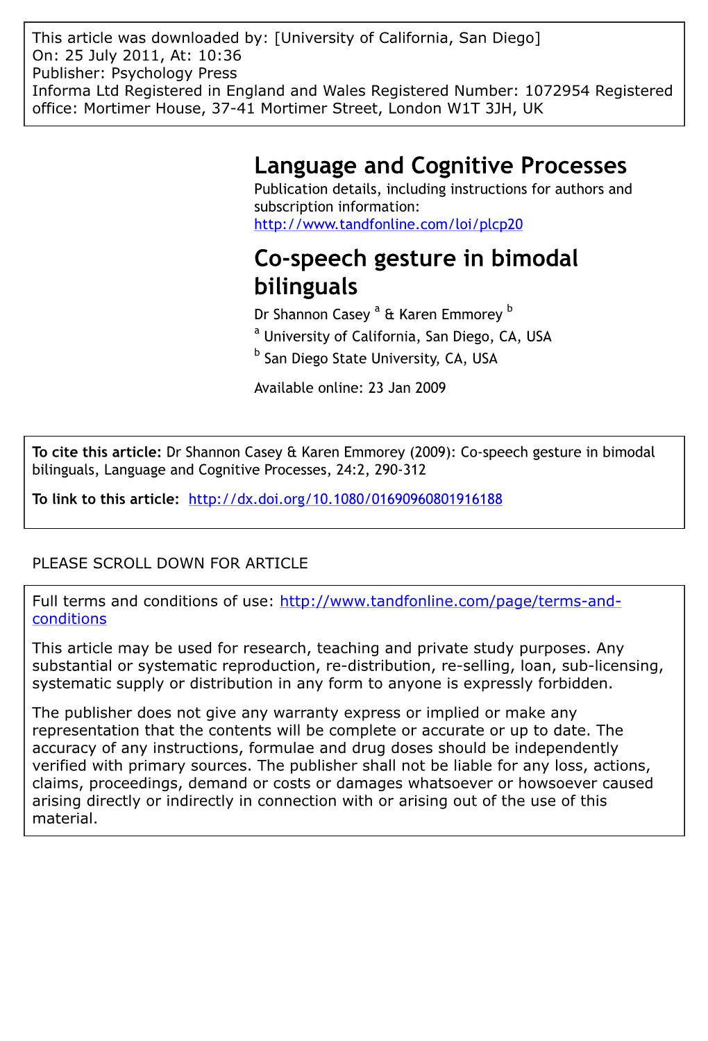 Co-Speech Gesture in Bimodal Bilinguals