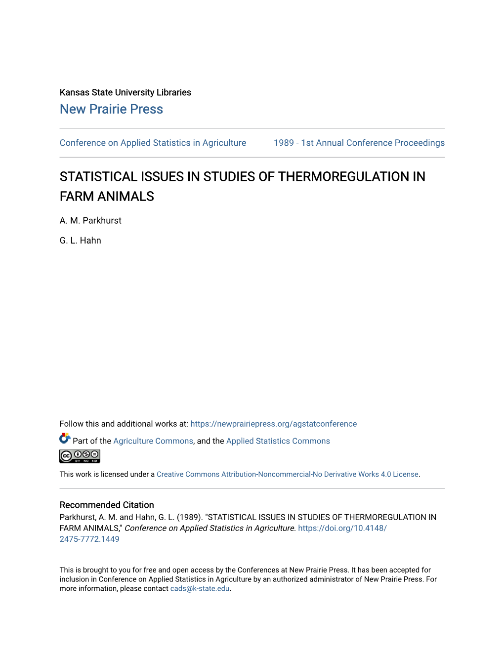 Statistical Issues in Studies of Thermoregulation in Farm Animals