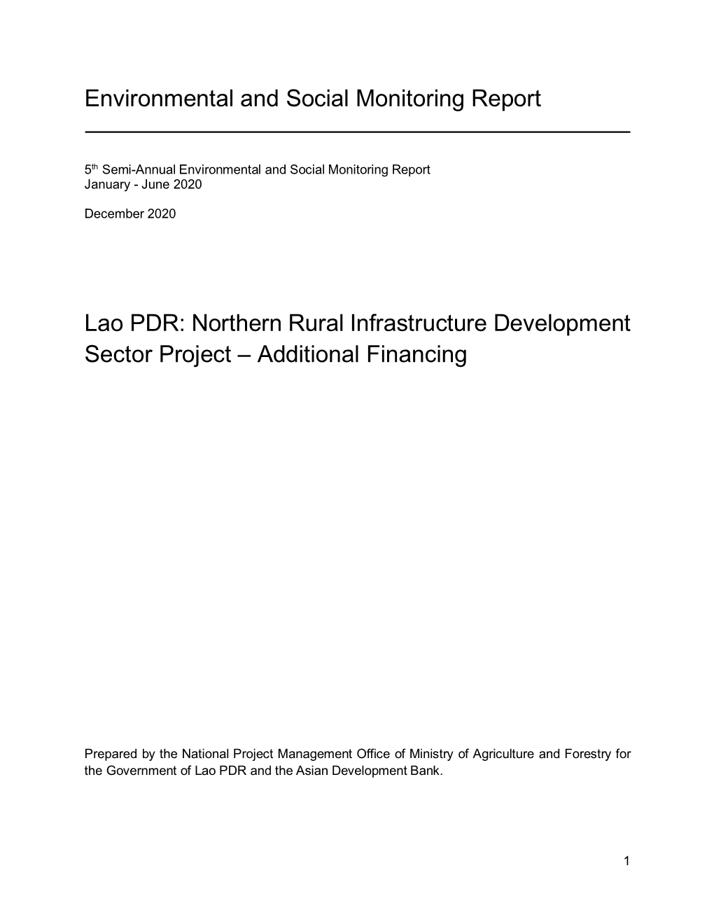 Northern Rural Infrastructure Development Sector Project – Additional Financing