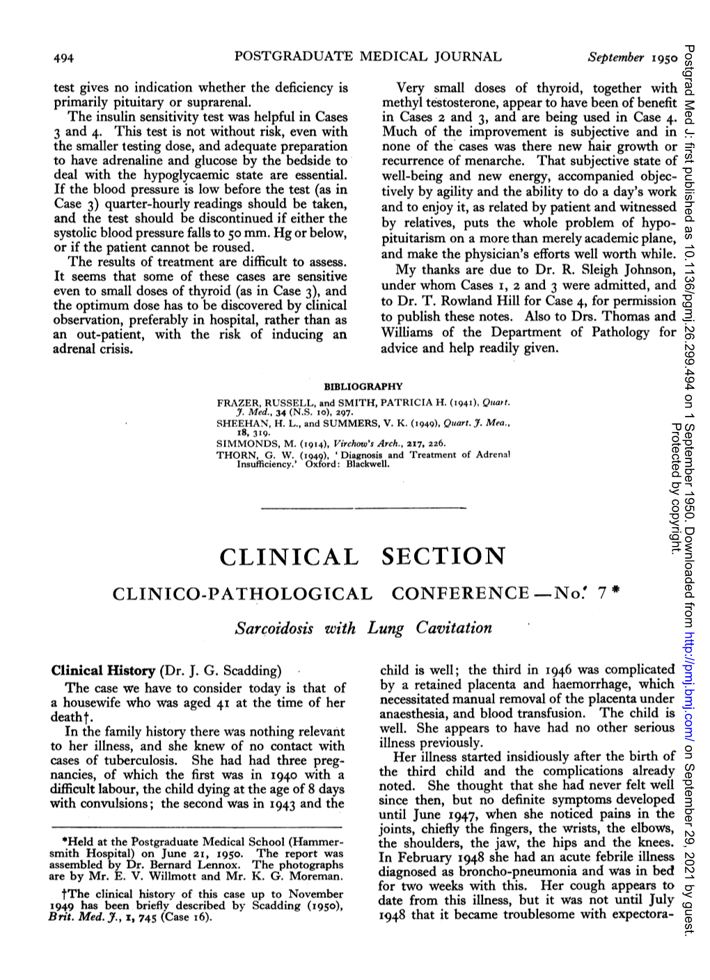 CLINICAL SECTION CLINICO-PATHOLOGICAL CONFERENCE -No' 7 *