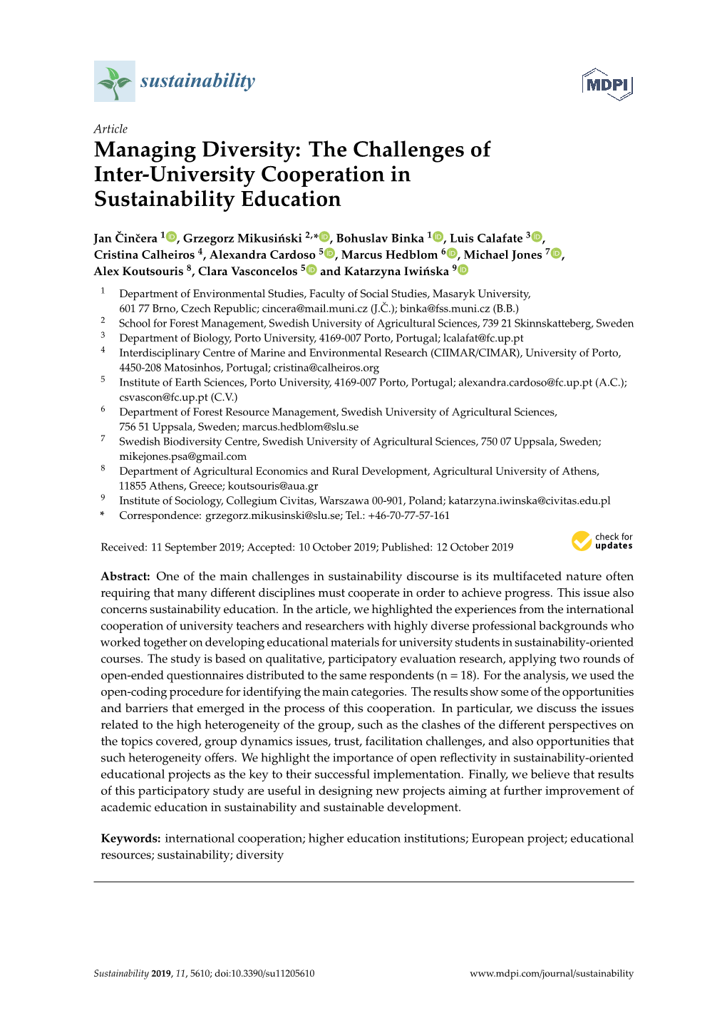 The Challenges of Inter-University Cooperation in Sustainability Education