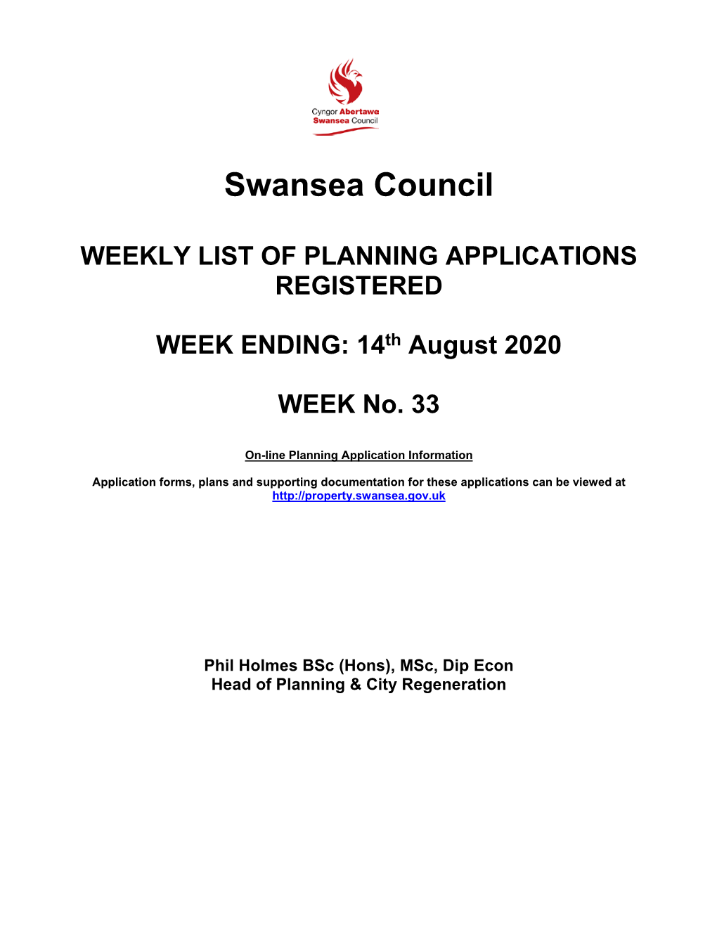 Applications for Week Ending 14 August 2020