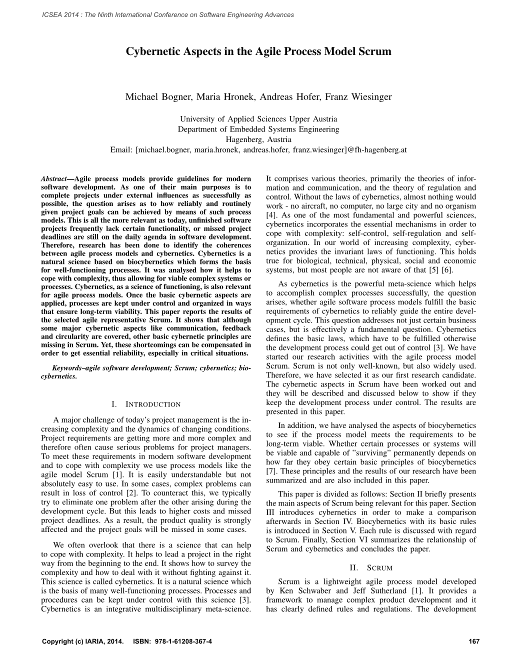 Cybernetic Aspects in the Agile Process Model Scrum