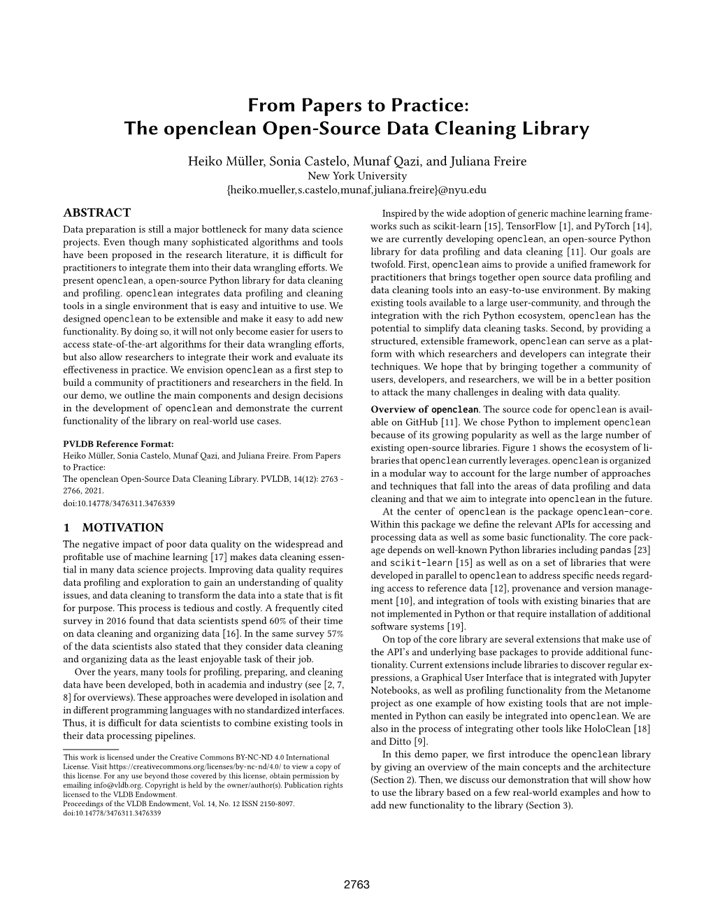 The Openclean Open-Source Data Cleaning Library