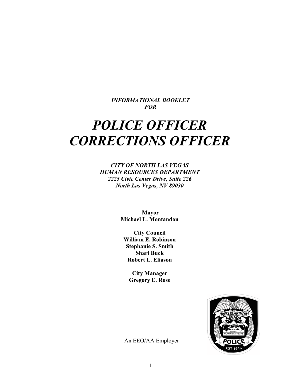 Police Officer Corrections Officer