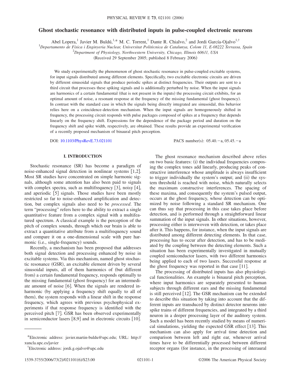 Ghost Stochastic Resonance with Distributed Inputs in Pulse-Coupled Electronic Neurons