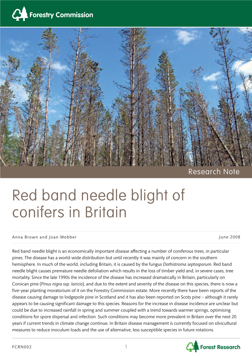 Red Band Needle Blight of Conifers in Britain