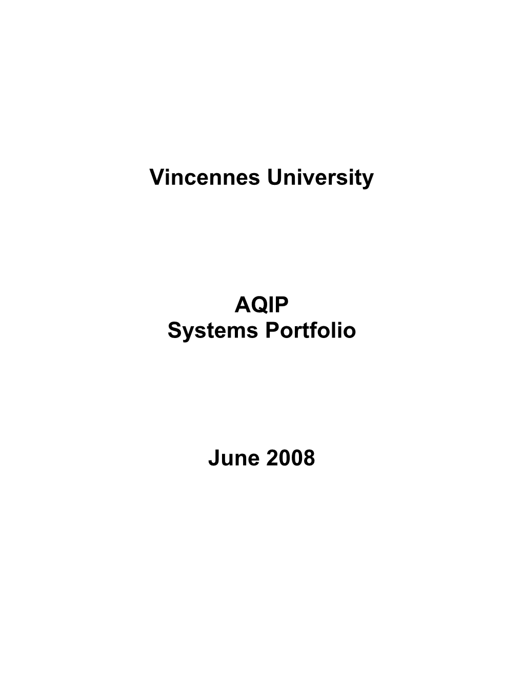 AQIP Systems Portfolio