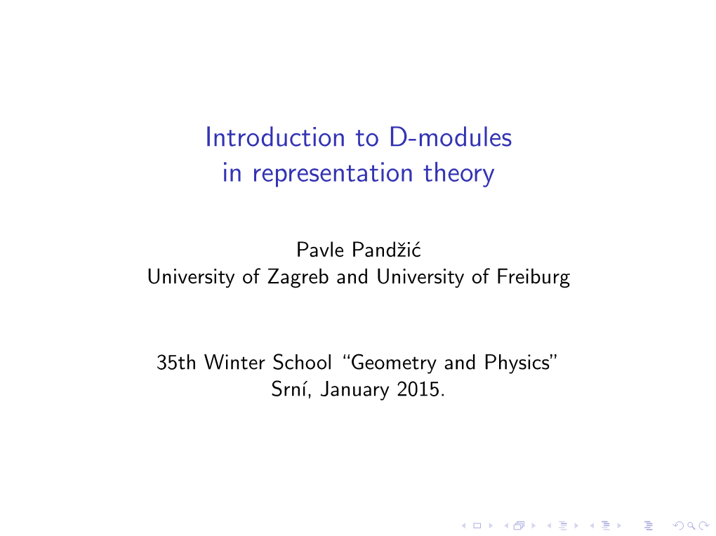 Introduction to D-Modules in Representation Theory