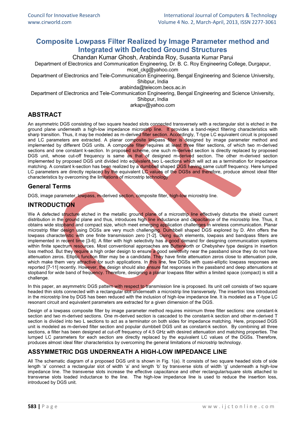 Composite Lowpass Filter Realized by Image Parameter Method And