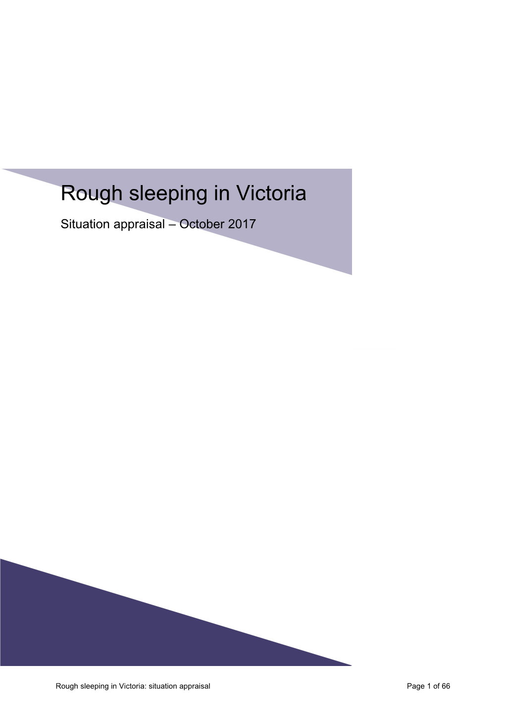 Rough Sleeping in Victoria