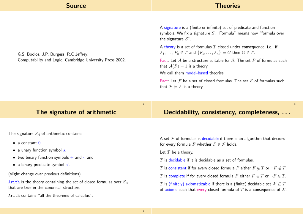 Source Theories the Signature of Arithmetic Decidability