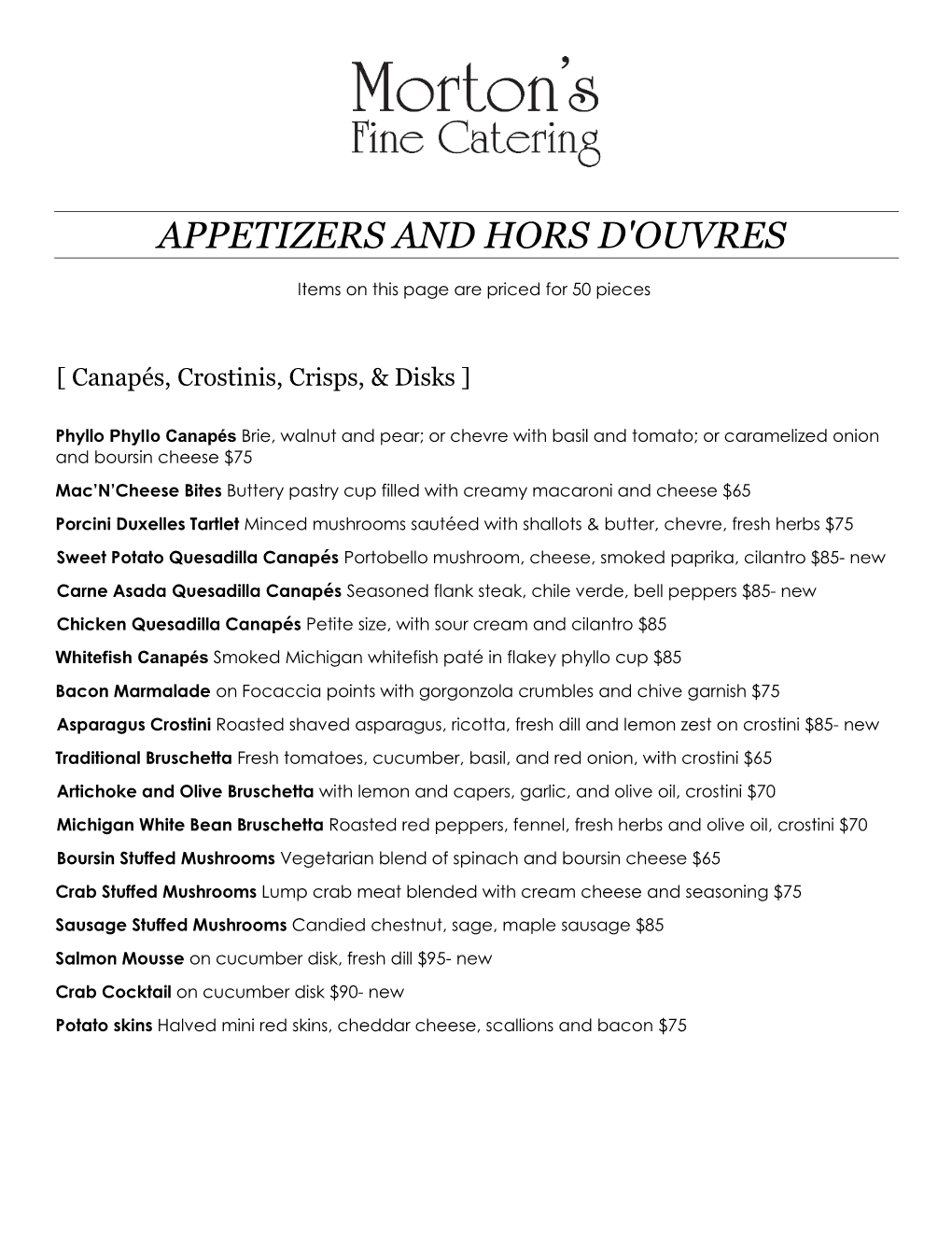 Appetizers and Hors D'ouvres