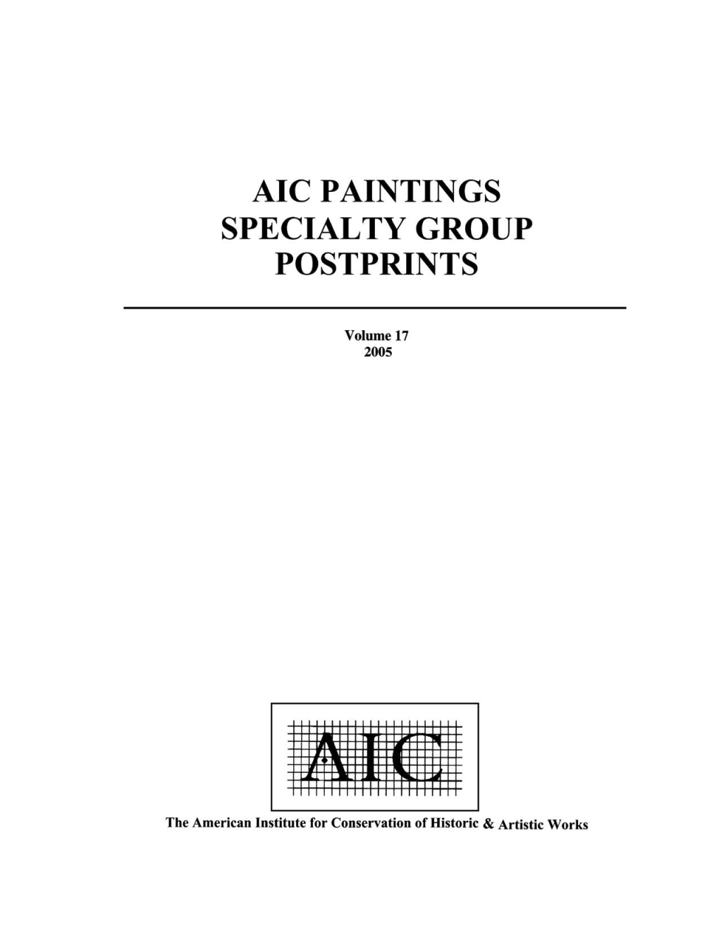 Aic Paintings Specialty Group Postprints