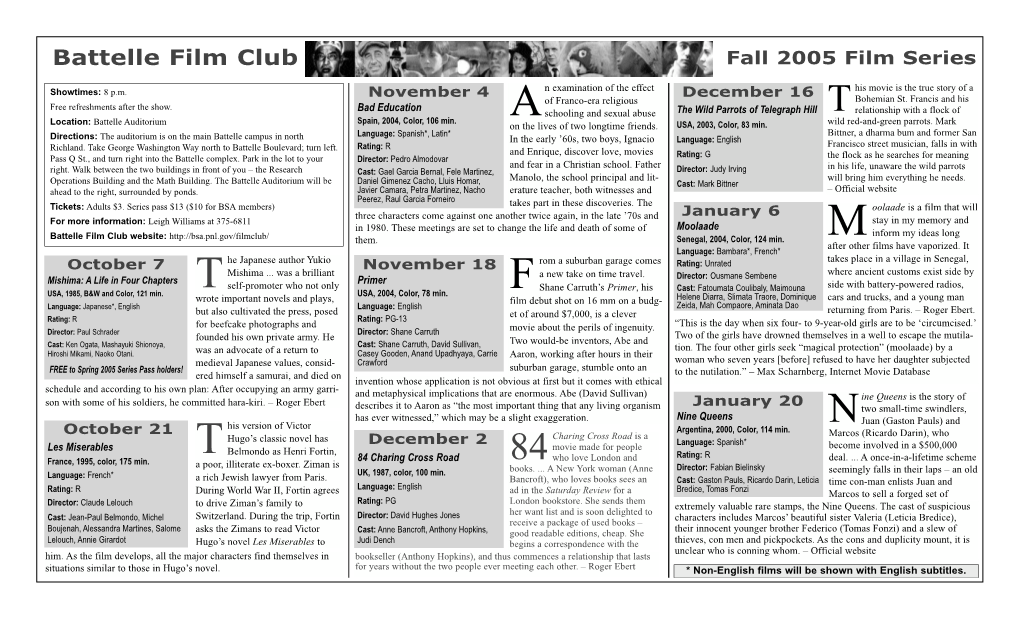 Fall 2005 Film Series Battelle Film