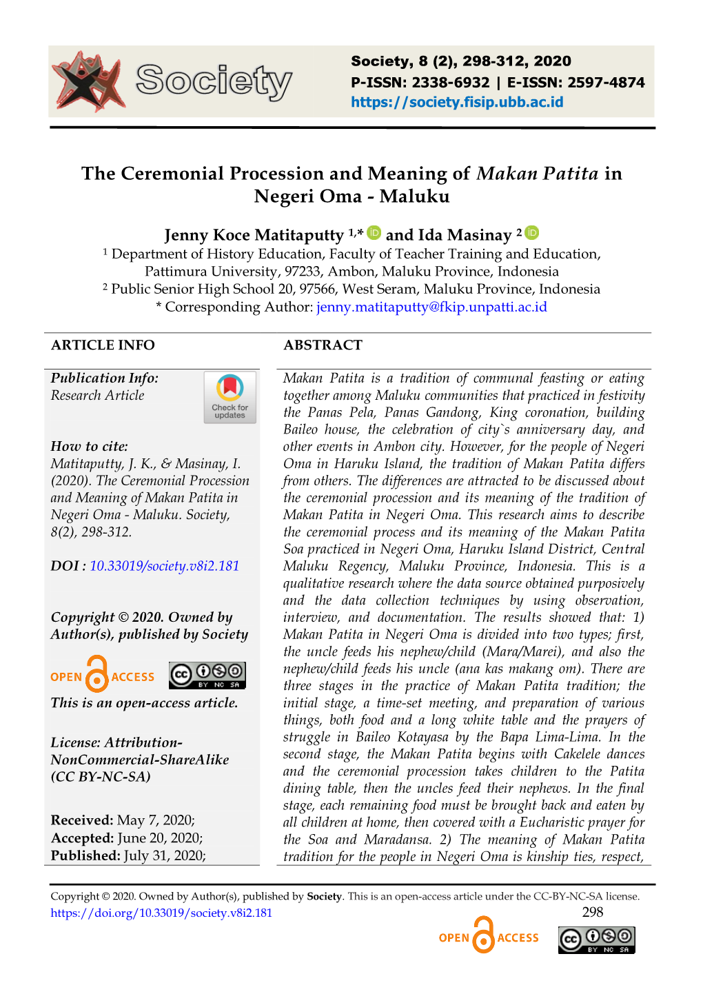 The Ceremonial Procession and Meaning of Makan Patita in Negeri Oma - Maluku