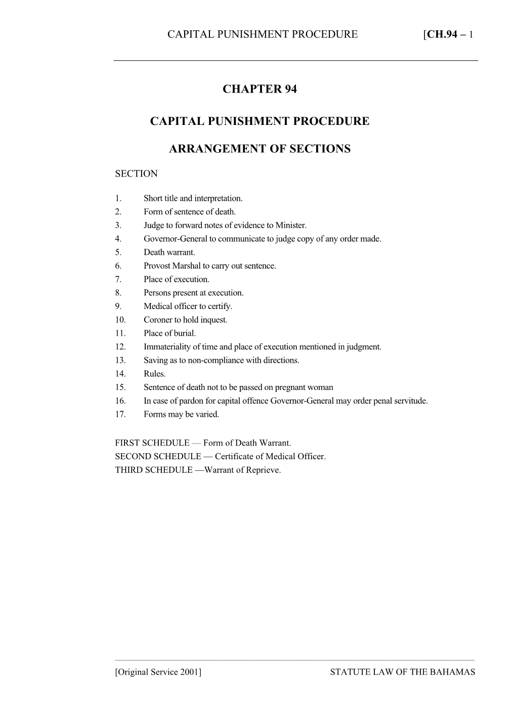 Capital Punishment Procedure [Ch.94 – 1