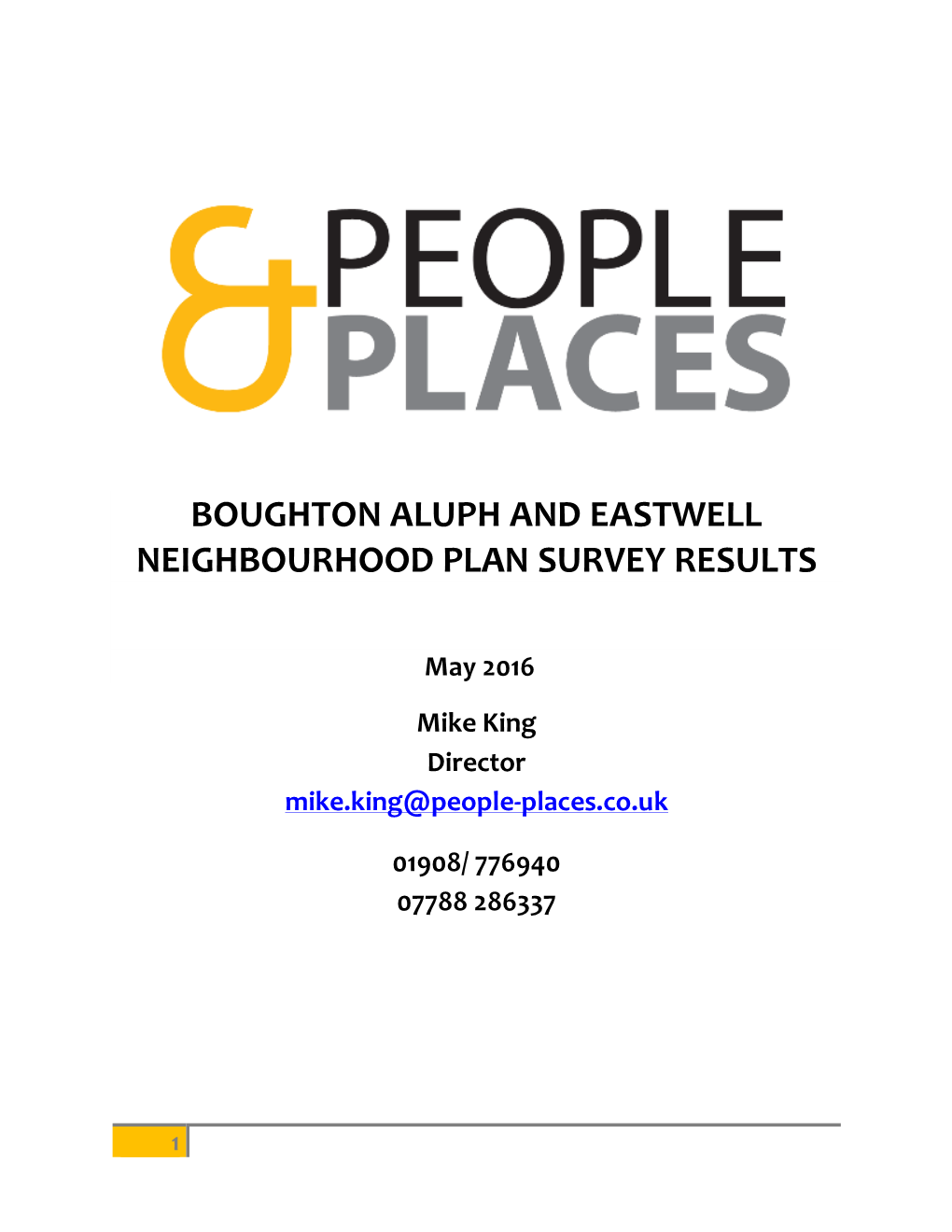 Boughton Aluph and Eastwell Neighbourhood Plan Survey Results