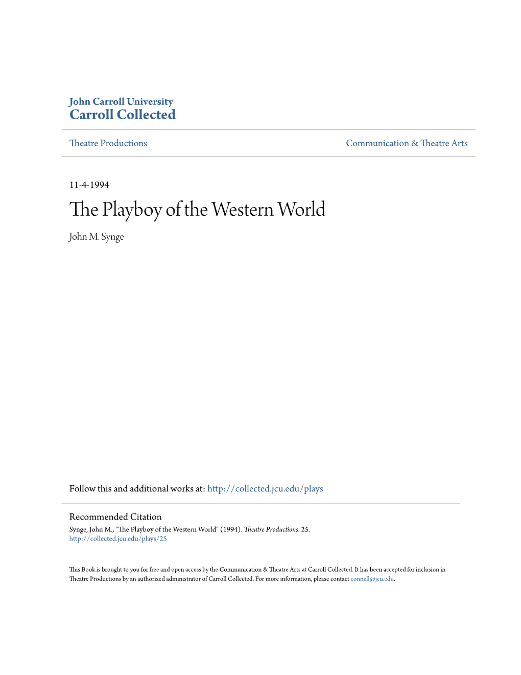 The Playboy of the Western World