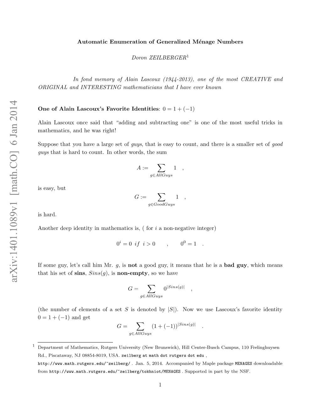 Automatic Enumeration of Generalized Menage Numbers