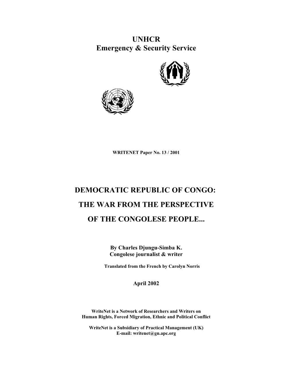 Democratic Republic of Congo: the War from the Perspective of the Congolese People