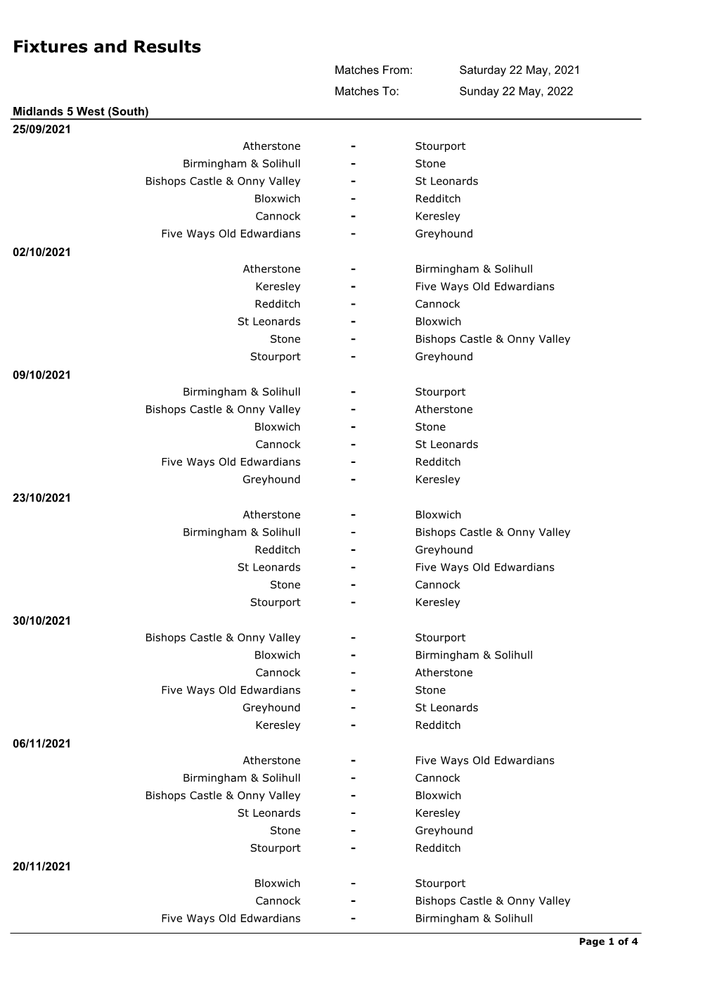 Fixtures and Results