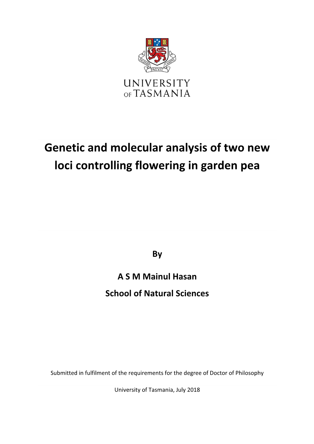 Genetic and Molecular Analysis of Two New Loci Controlling Flowering in Garden Pea