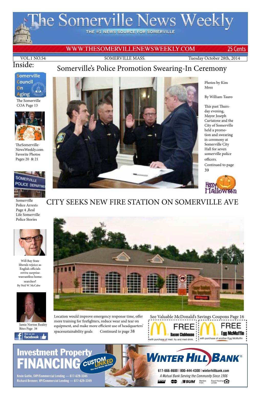 October 28Th 2014 Somerville News Weekly Print Edition Online Edition