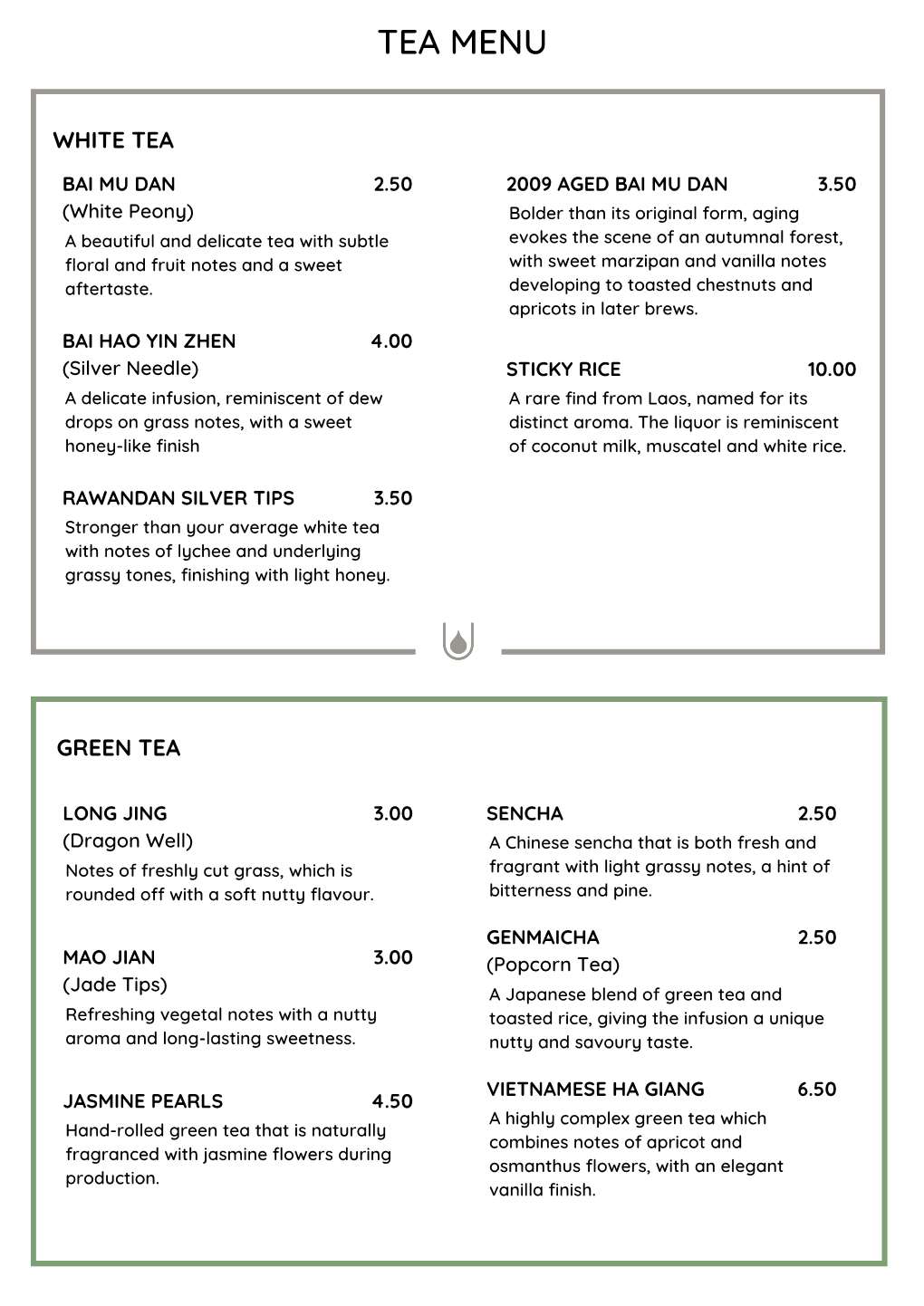 Tea Menu Nov 2020