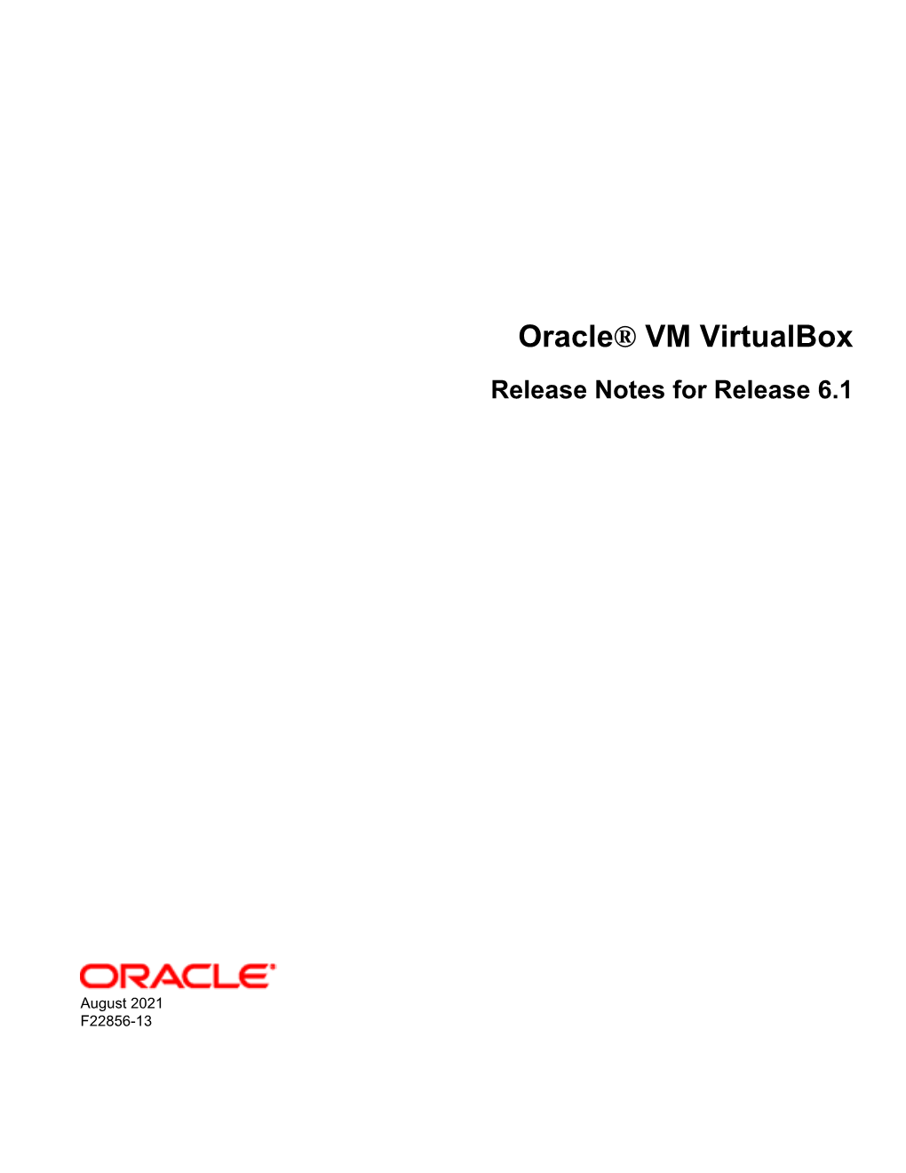 Oracle® VM Virtualbox Release Notes for Release 6.1