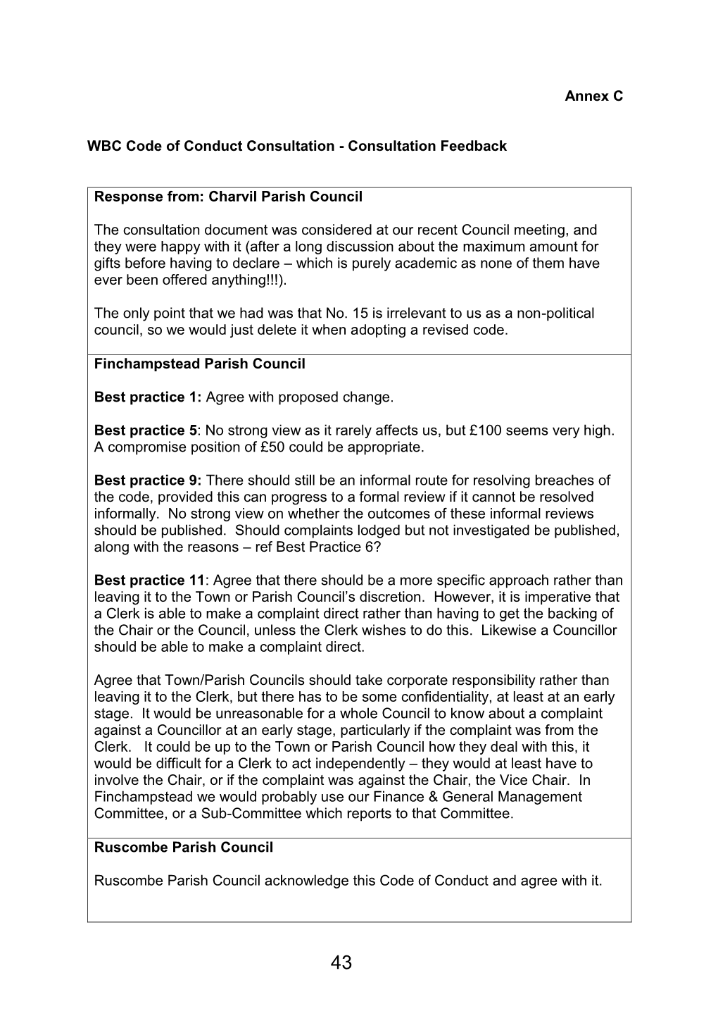 Annex C WBC Code of Conduct Consultation