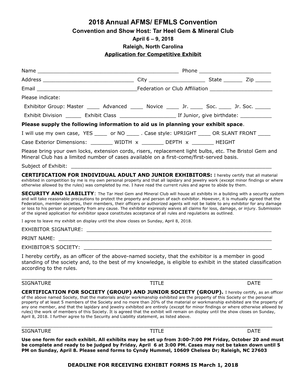 Advance Registration Form