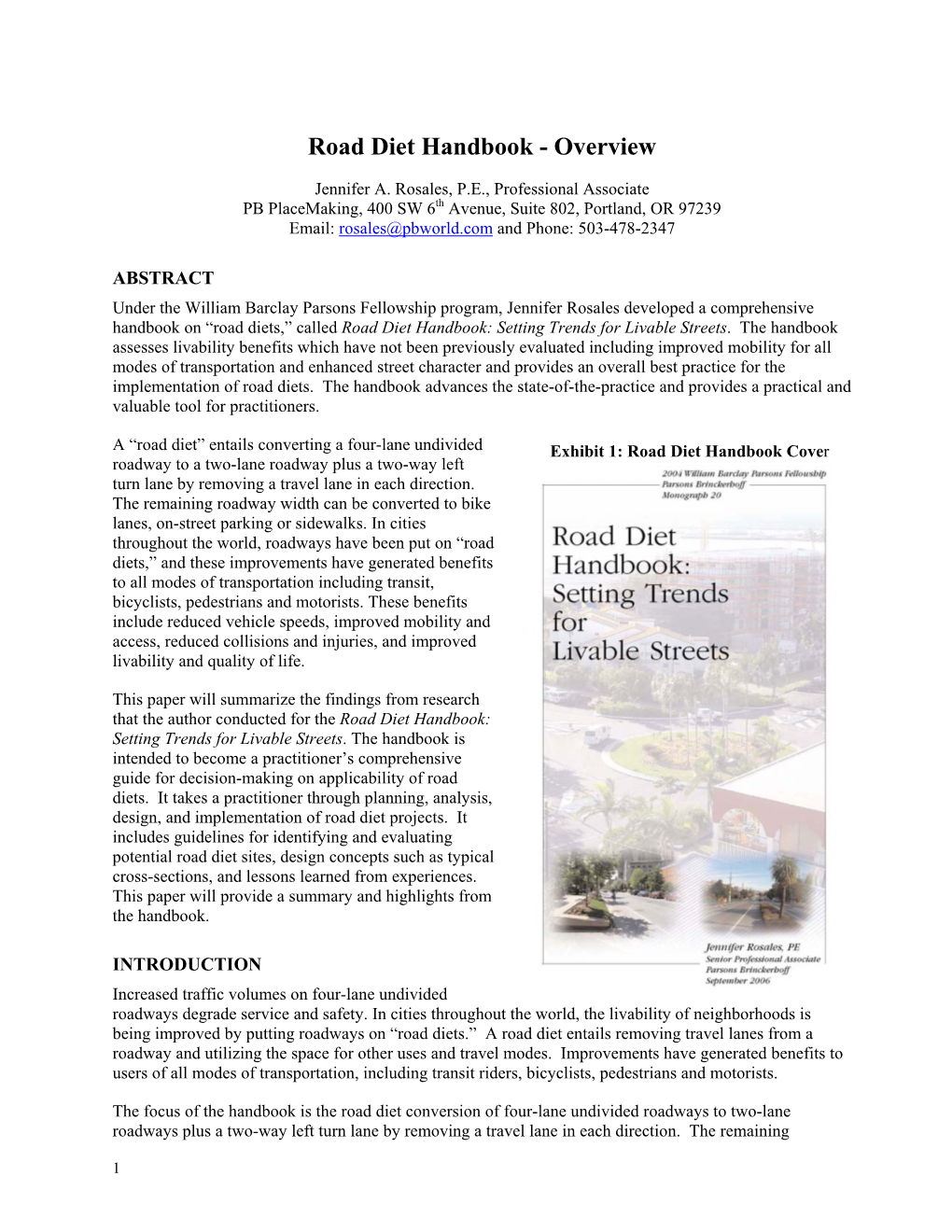 Road Diet Handbook - Overview