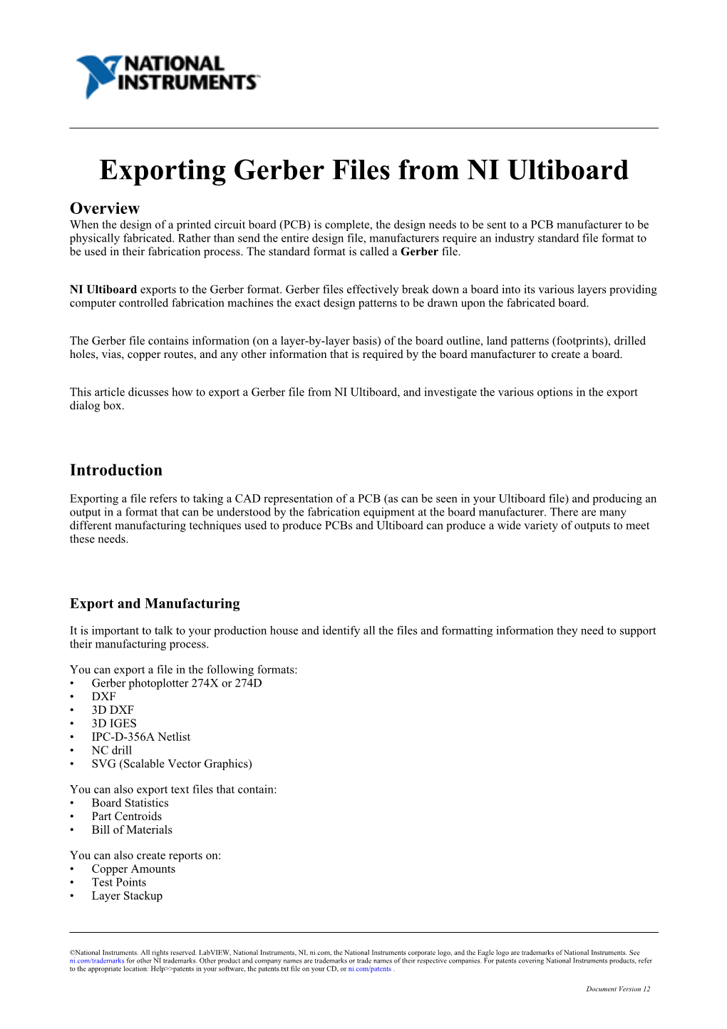 NI Ultiboard: Exporting Gerber Files