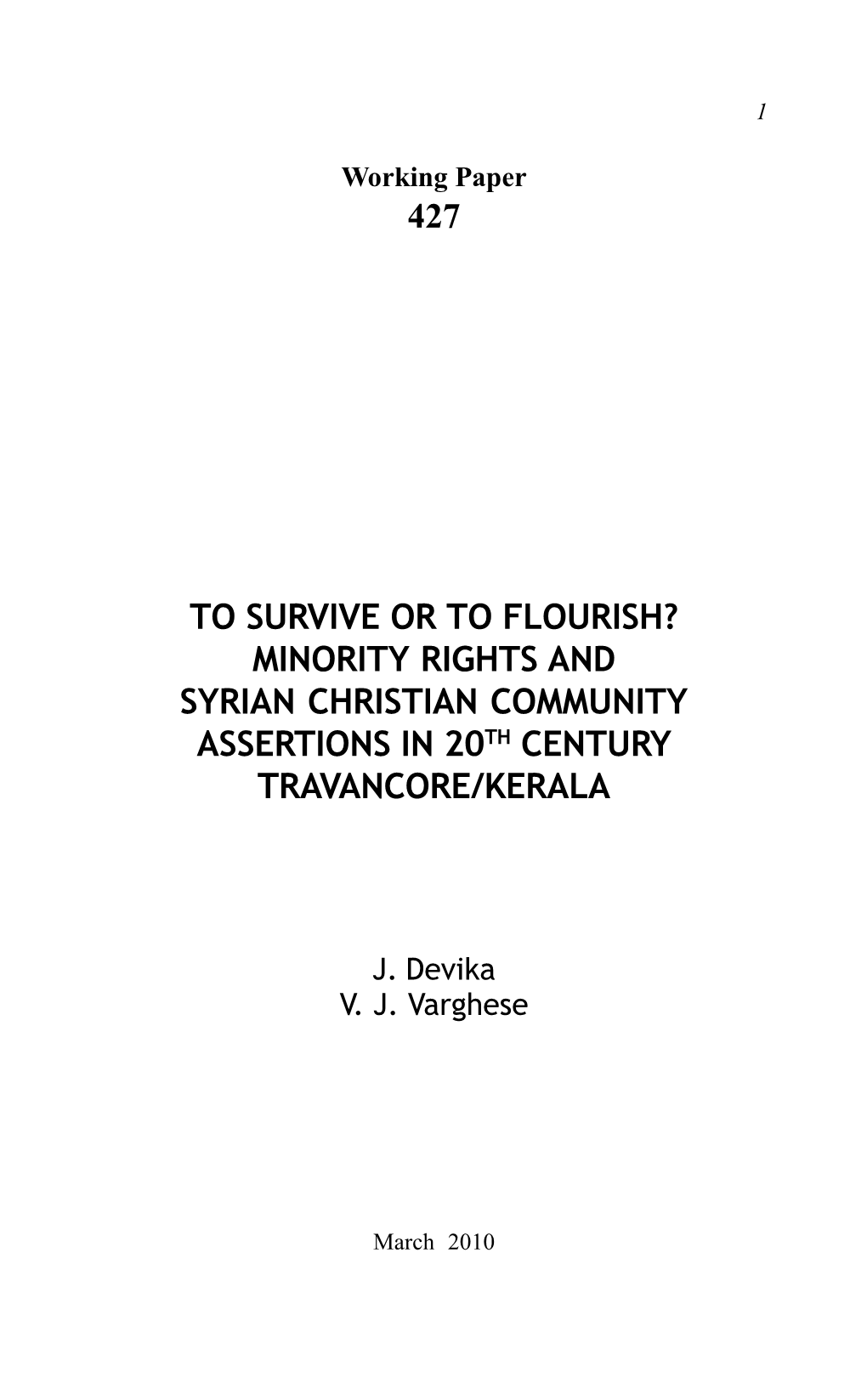 427 to Survive Or to Flourish? Minority Rights