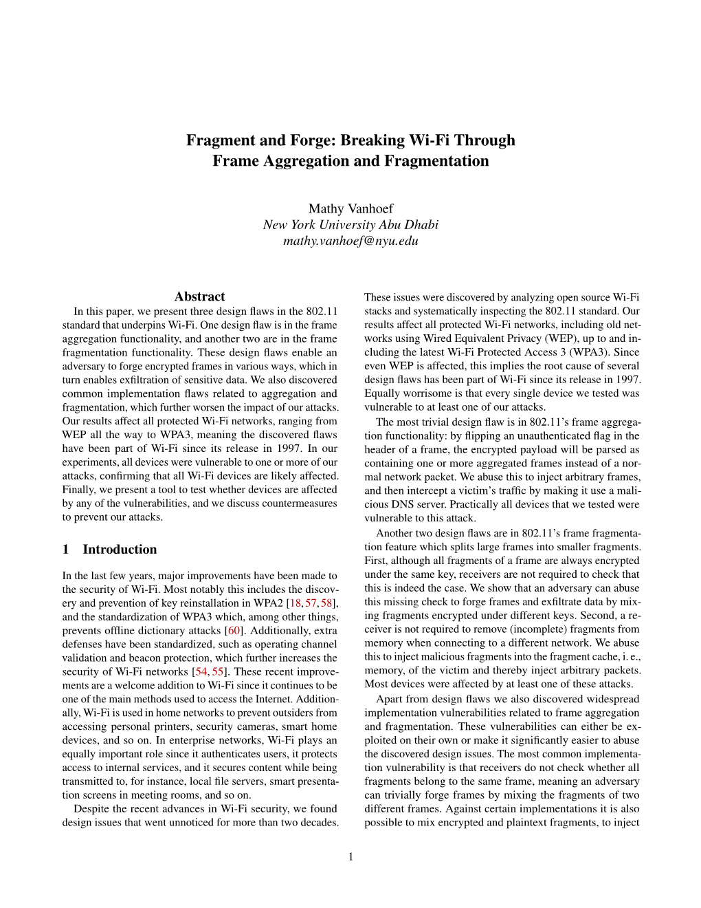 Fragment and Forge: Breaking Wi-Fi Through Frame Aggregation and Fragmentation