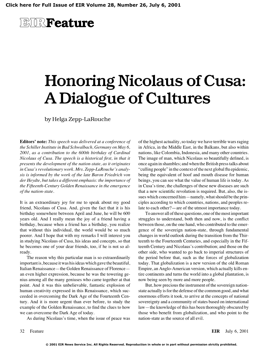 Honoring Nicolaus of Cusa: a Dialogue of Cultures