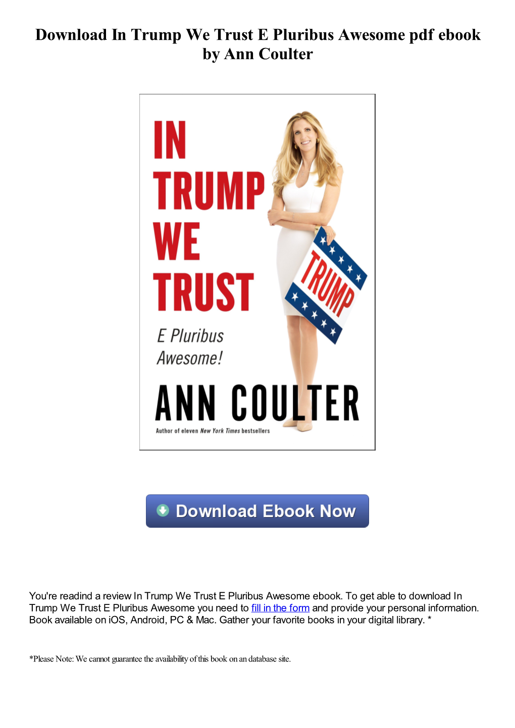 Download in Trump We Trust E Pluribus Awesome Pdf Book by Ann