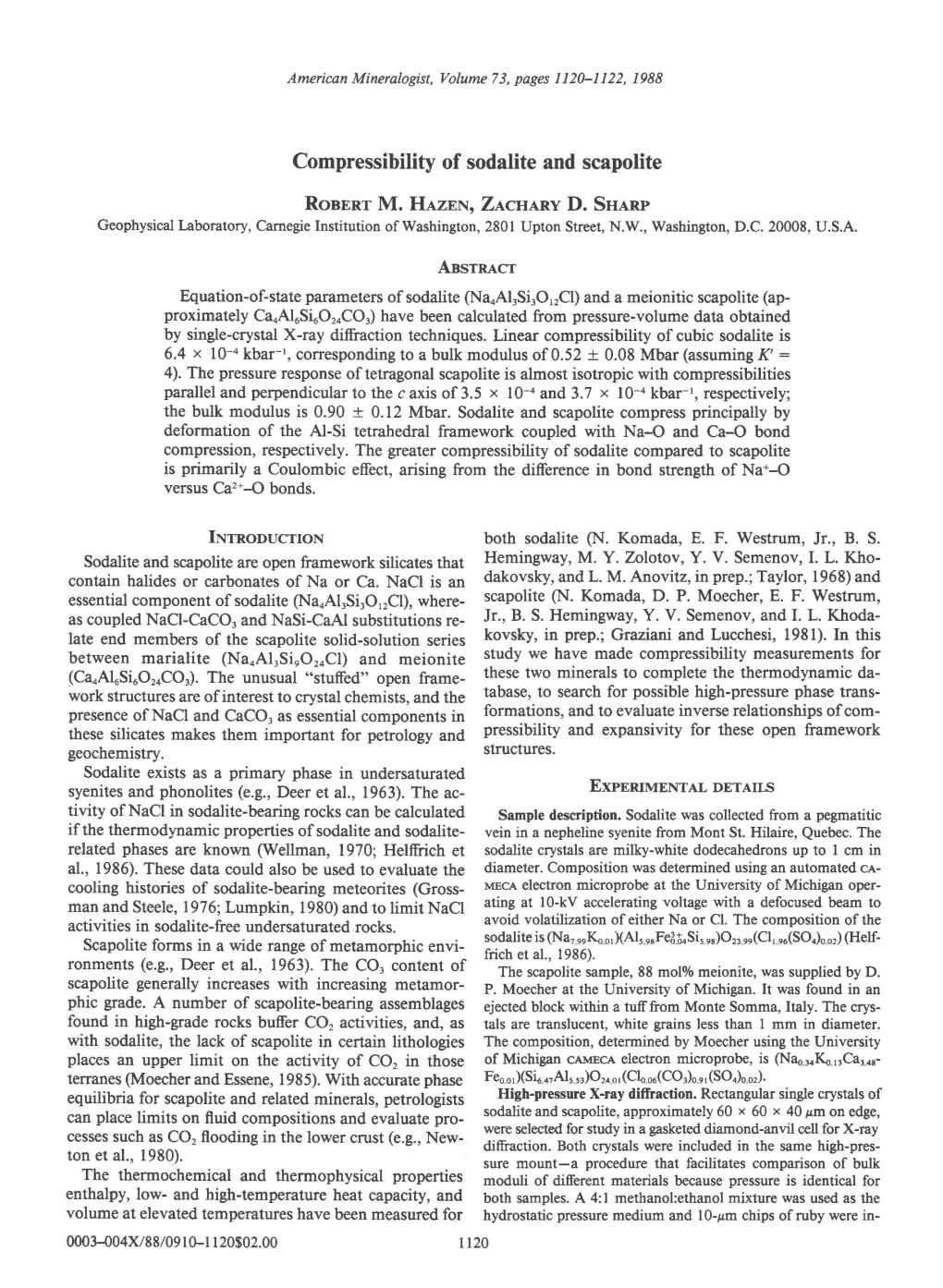 Compressibility of Sodalite and Scapolite